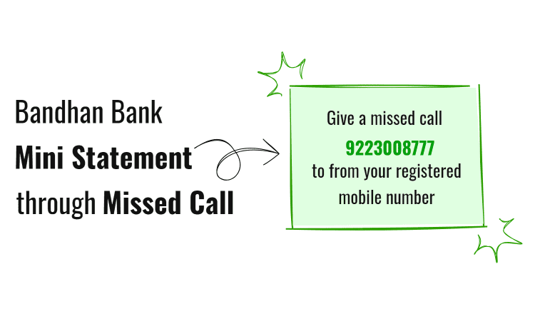 Bandhan Bank Mini statement through Missed Call